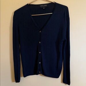 Kasper & Company ASL 100% Silk Navy Women’s Cardigan